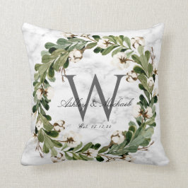 Almofada Rustic Wreath Marble Monograma Weding Keepsael