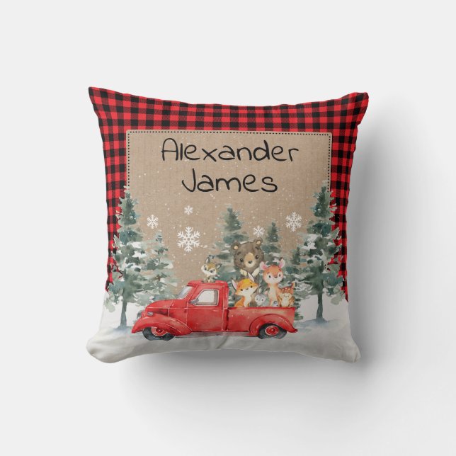 Almofada Rústica Floresta de Inverno Florestal Infantil (Frente)