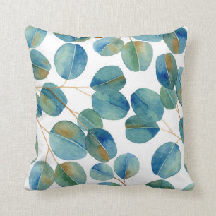 Almofada Rústico Folhas de Eucalyptus Aquarela