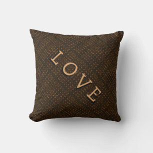 Almofada Rústico Ouro de Burlap Dark com Amor Brilhante