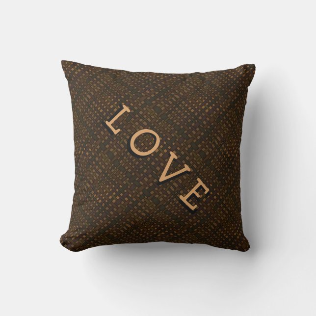 Almofada Rústico Ouro de Burlap Dark com Amor Brilhante (Frente)