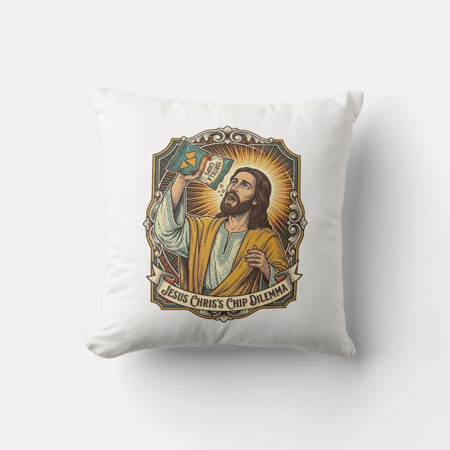 Almofada Saco de Batata Frita Vazio de Jesus Comida de Bêba (Frente)