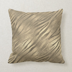 Almofada Safari Dourado Zebra Pele Animal Sepia Vidro Metá