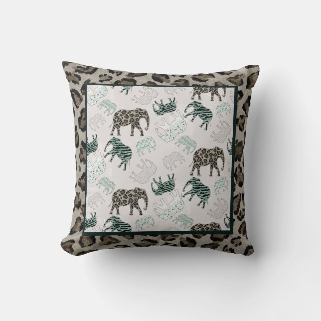 Almofada Safari Elephants Baby Boy Nursery (Frente)