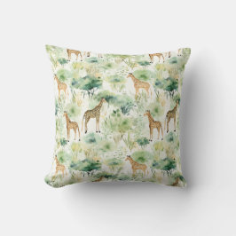 Almofada Safari — Girafas Watercolor Beige Verde