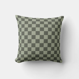 Almofada Sage Dark Green Checker Checkerboard Checkered