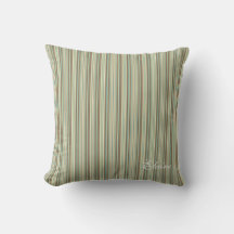 Sage Green Cream Taupe Stripe Monograma Personaliz