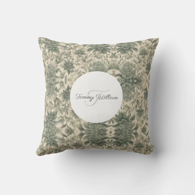 Almofada Sage Green Floral Elegante (Verso)