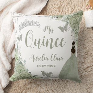 Almofada Sage Green Floral Princesa Silver 15 Quinceañera