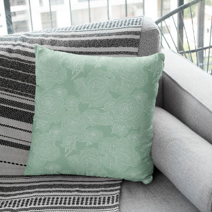 Almofada Sage green floral White, modelo elegante moderno