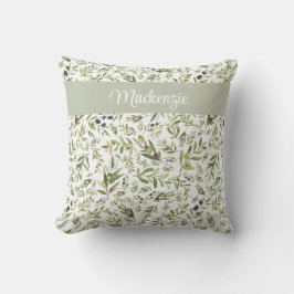 Almofada Sage Green French Country Chic Olive Name Monogram