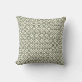 Almofada Sage Green & Ivory Damask Print Throw Cushion