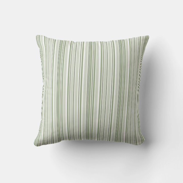 Almofada Sage Green (Light, Medium, Dark) and White Stripes (Verso)