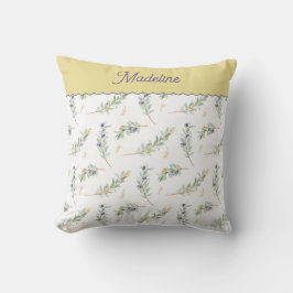 Almofada Sage Green Olive Branch Pattern Monogram Name