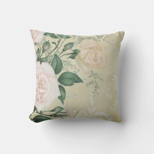 Almofada Sage Green Rosa Rosa Rosa Floral Cushion (Frente)