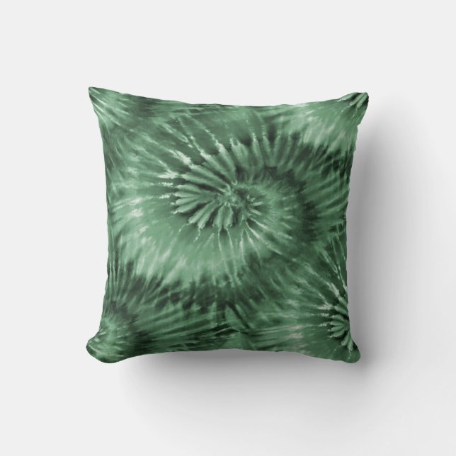 Almofada Sage Green Tie Dye Starburst Spiral Retro (Frente)