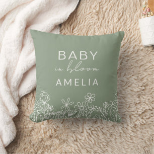 Almofada Sage Green Wildflower Baby in Bloom Floral