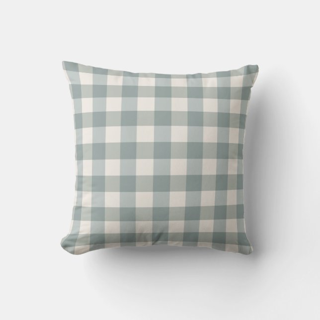 Almofada Sage Green Xadrez Country Farmhouse Gingham Simple (Frente)
