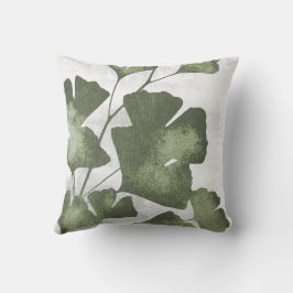 Almofada Sage Olive Green Botanical Ginkgo Biloba Leaves