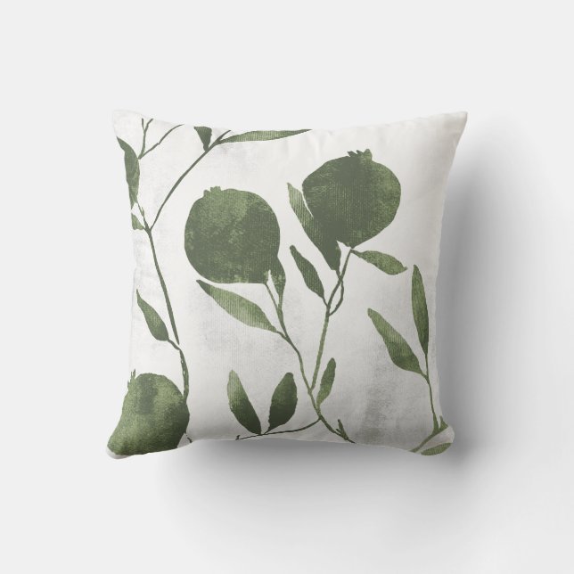 Almofada Sage Olive Green Botanical Pomegranate Minimalist (Verso)