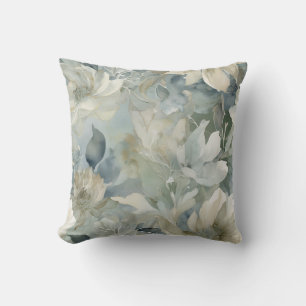 Almofada Sage Verde Azul Teal Bege Floral Aquarela 40cm