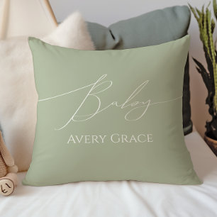 Almofada Sage Verde Caprichoso Com Nome de Bebê