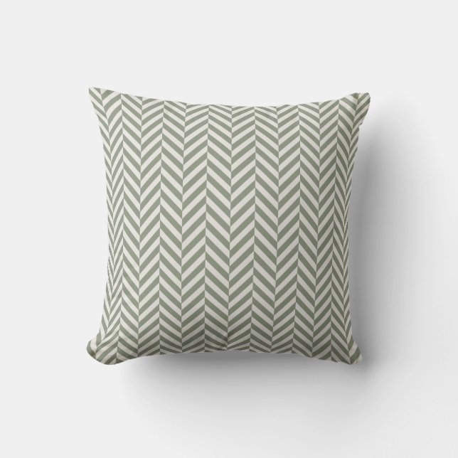 Almofada Sage Verde Geométrico Herringbone (Frente)