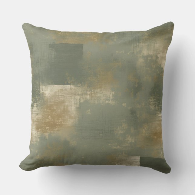 Almofada Sage Verde Oliva Dourado Abstrato (Frente)