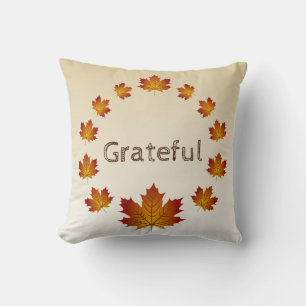 Almofada Saída de Ação de Graças Folhas Simples Grateful Ma