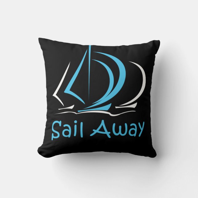 Almofada Sail Away Sailing Sailboat Boat Sand Ocean Gul (Frente)