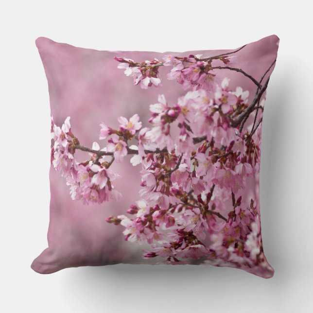 Almofada Sakura Cherry Blossoms Pastel Pink Camadas (Frente)