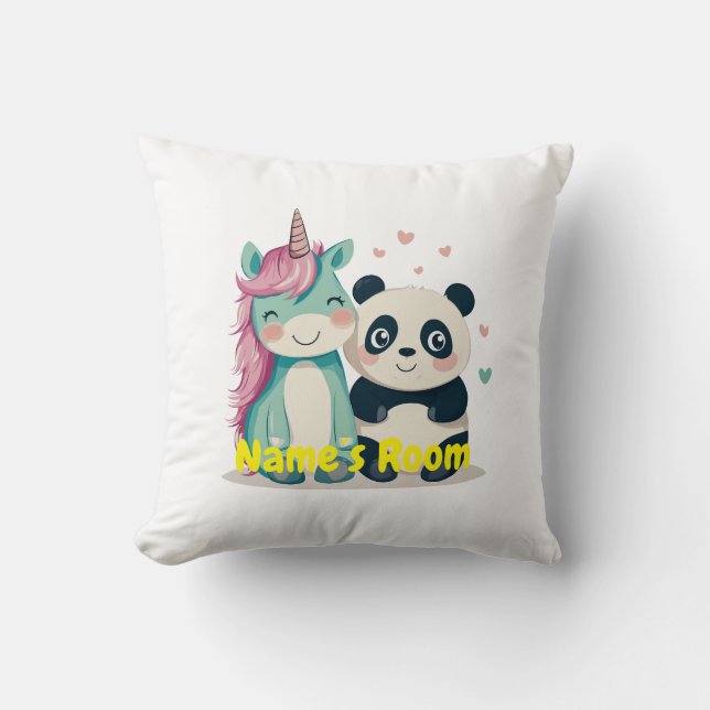 Almofada Sala de Crianças Personalizadas com Unicórnio e Pa (Frente)