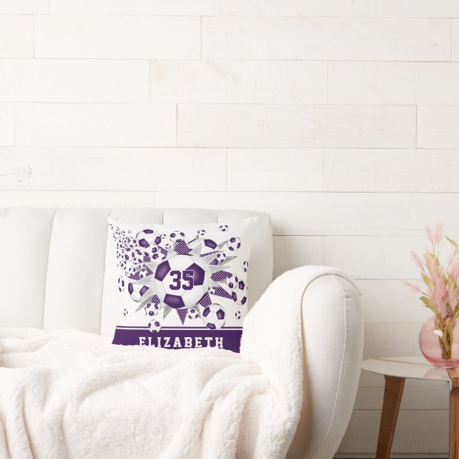 Almofada sala de esportes roxa garotas bolas de futebol est (Sofá)