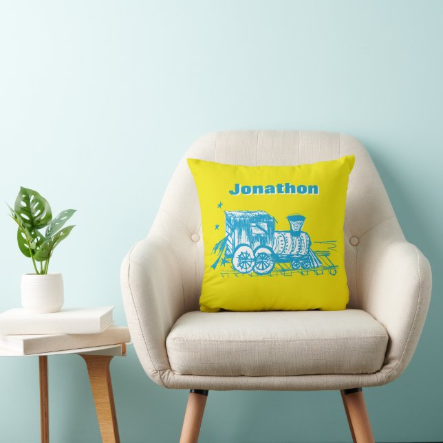 Almofada Sala de Meninos Personalizados AMARELO Choo Choo T (Cadeira)