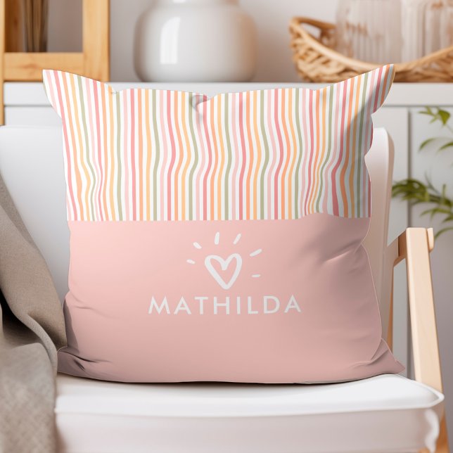 Almofada Sala moderna de crianças listradas (striped throw pillow with name)