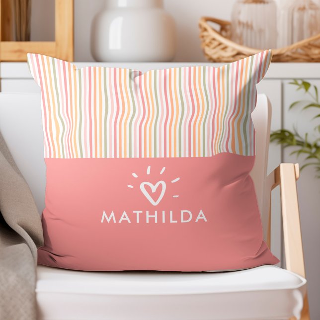 Almofada Sala moderna de crianças listradas (striped throw pillow with name)