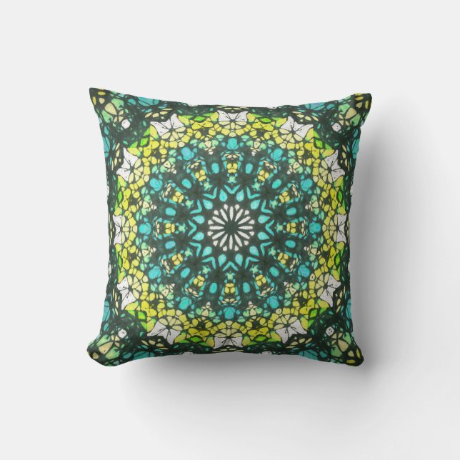 Almofada Salad Spinner – Green Yellow Mandala Pattern (Frente)