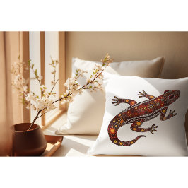 Almofada salamandra de estilo original em cores vermelhas