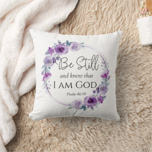 Almofada Salm 46:10 Esteja quieto e conheça o Floral Roxo B