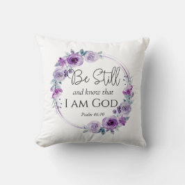 Almofada Salm 46:10 Esteja quieto e conheça o Floral Roxo B