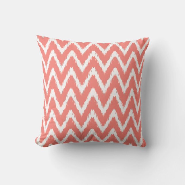 Almofada Salmão Asiático Moods Ikat Chevrons (Frente)