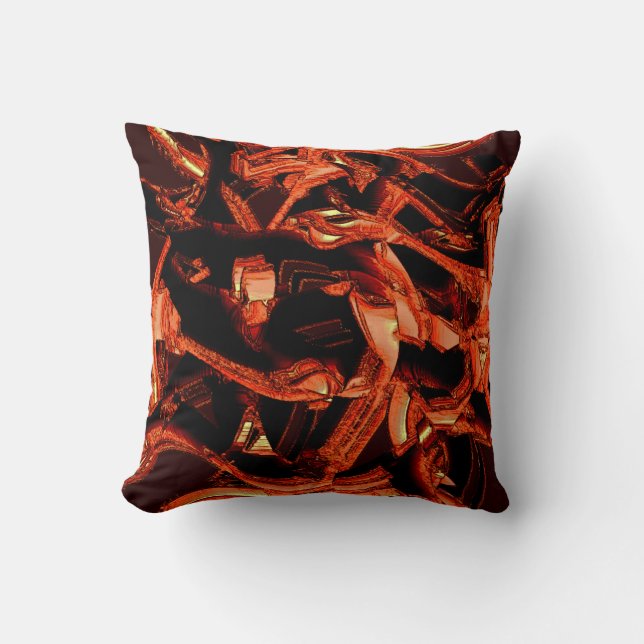 Almofada Salmão escuro ou coral destruído, fundo negro (Frente)