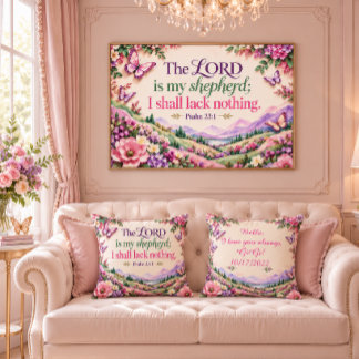 Almofada Salmo 23:1 Floral Borboleta Cristã Personalizada