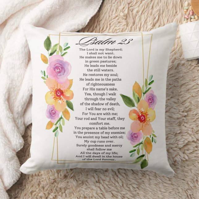 Almofada Salmo 23 Quadro Floral Geométrico (Cobertor)