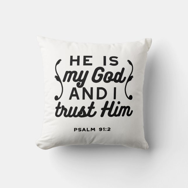 Almofada Salmo 91:2 – Confie em Deus Versículo da Bíblia Cr (Frente)