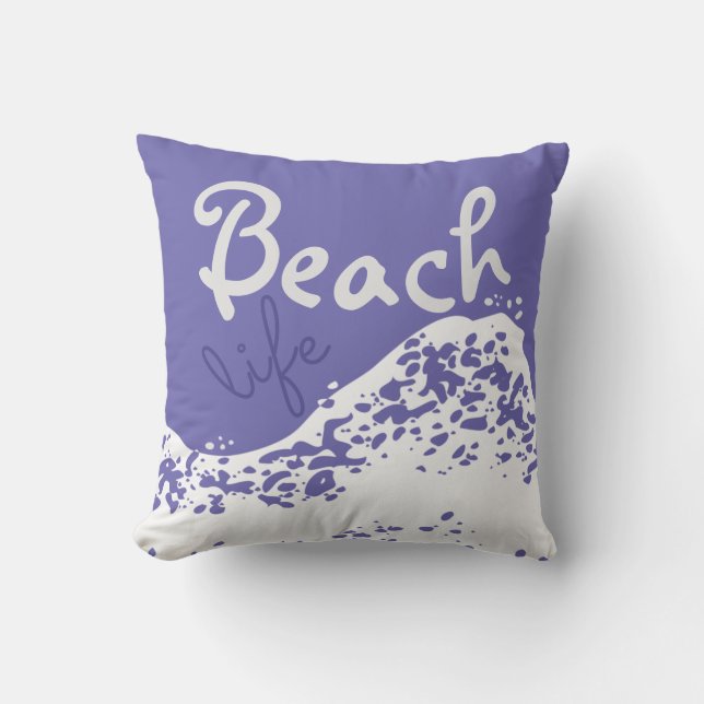 Almofada salpicos de onda azul em média ardósia (Frente)