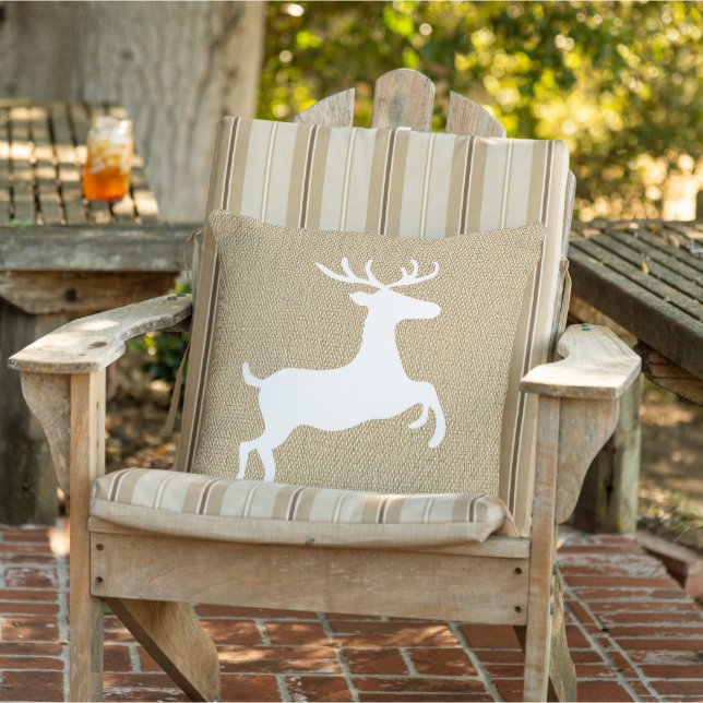 Almofada Saltando Deer No Faux Jute Linen Look (Cadeira)