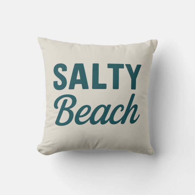 Almofada Salty Beach Reversible Teal Coastal Decor Graphic (Frente)