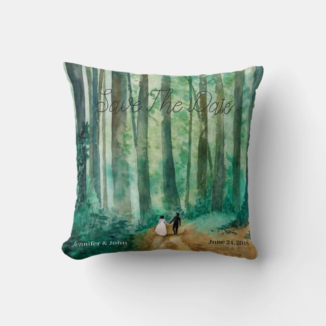 Almofada Salvar a data paisagem florestal aquática (Frente)
