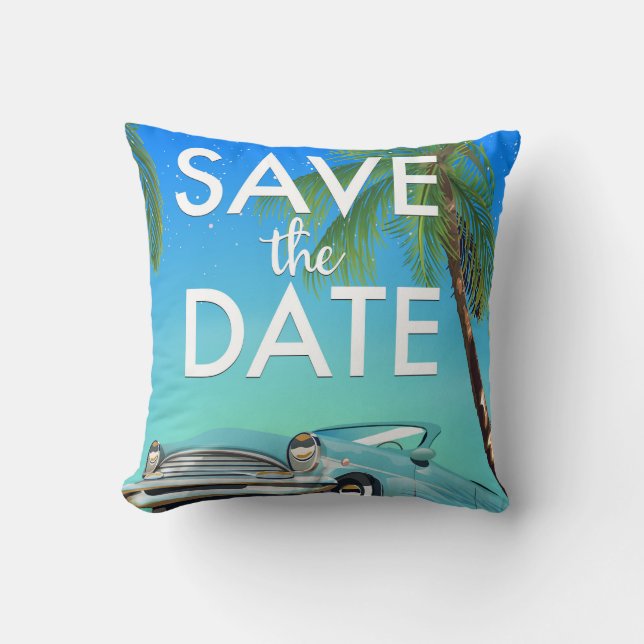 Almofada Salve a data carro antigo e alianças. (Frente)